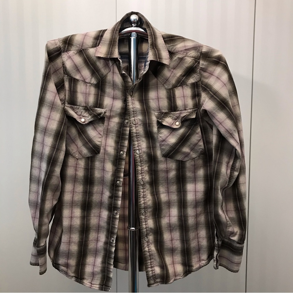 For Him HK button down snap long sleeve shirt Size S
